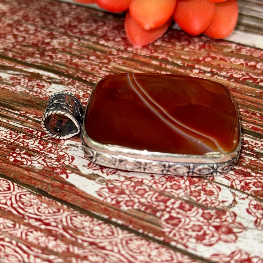 Botswana Agate Silver Pendant - image 5